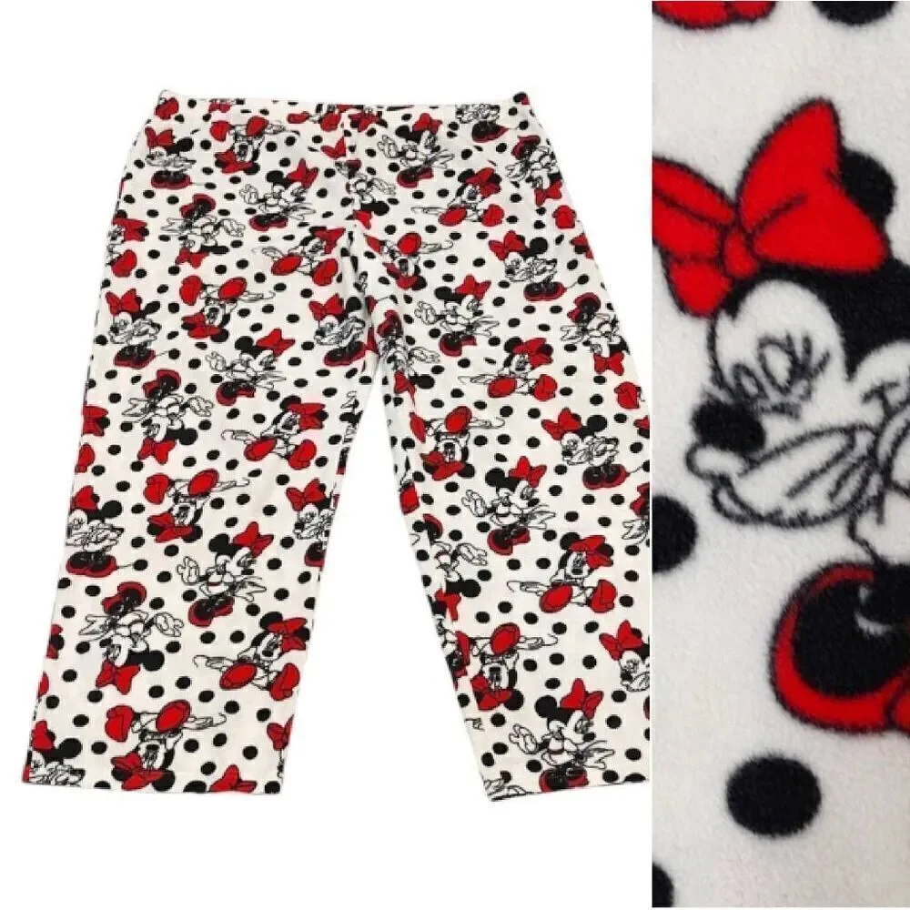 Disney Y2K Minnie Mouse Polka Dots Fleece Long Sleeve PJ Pant‎ Set Plus 2X - Picture 8 of 16